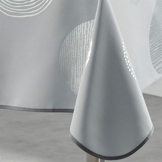 Tafelkleed anti-vlek grijs met zilveren cirkels | Franse Tafelkleden