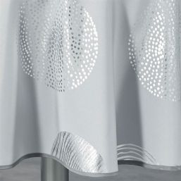 Tablecloth anti-stain gray, with silver circles | Franse Tafelkleden