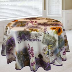 Tablecloth 160 round lavender, olive and sunflower French tablecloth