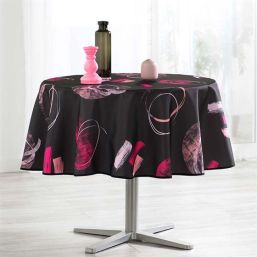 Tablecloth anti-stain black abstract round