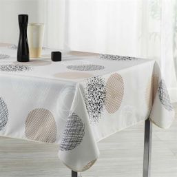 Tablecloth anti-stain beige with circles rectangle
