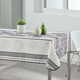 Tablecloth anti-stain beige with mosaic