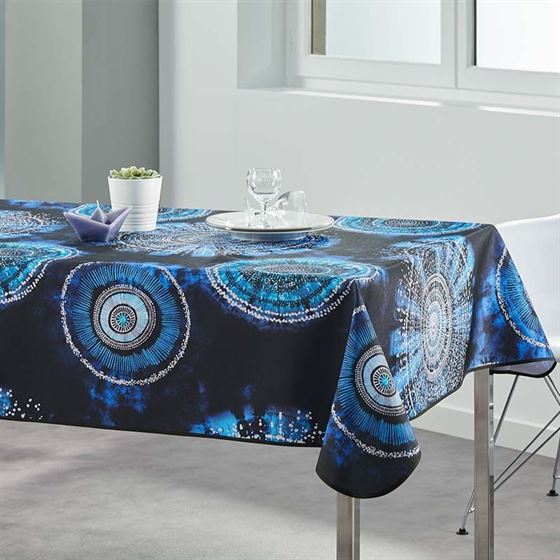 Tablecloth anti-stain tie dye blue