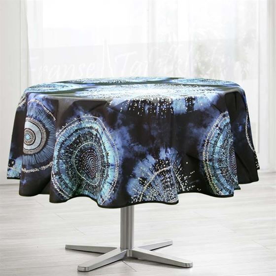 Tablecloth anti-stain tie dye blue round
