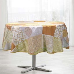 Tischdecke Anti-Fleck Orange mit Mosaik rund