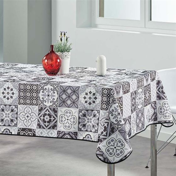 Nappe de table anti tache gris avec mosaïque