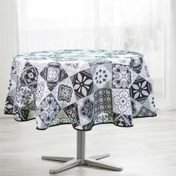 Tischdecke Anti-Fleck grau mit Mosaik rund