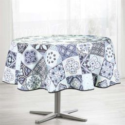 Tablecloth anti-stain blue mosaic | Franse Tafelkleden