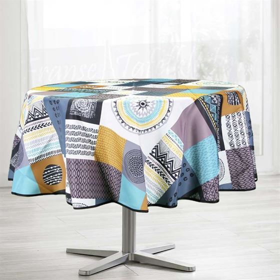 Tablecloth anti-stain multicolored squares round