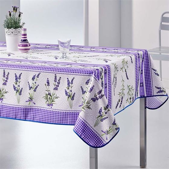 Tablecloth anti-stain purple gingham, lavender