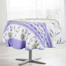 Tischdecke Anti-Fleck lila Gingham, Lavendel rund