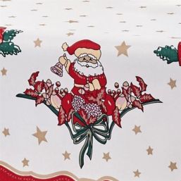 Nappe blanche rouge Noël avec le Père Noël