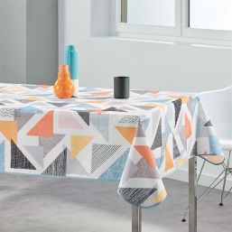 Tablecloth with multicolored triangles abstract
