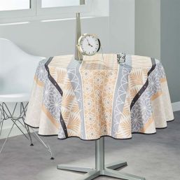 Tablecloth beige, gray abstract 160 round French tablecloths
