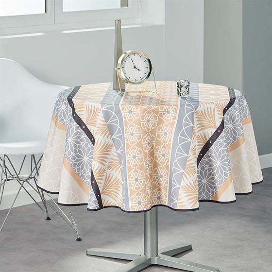 Nappe de table anti-tache beige, gris abstrait | Franse Tafelkleden