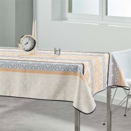 Nappe de table anti-tache beige, gris abstrait | Franse Tafelkleden