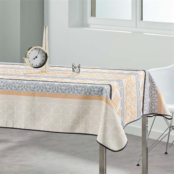 Tischdecke Rechteck weiss beige, grau abstrakten französischen tischdecken