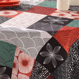 Tablecloth anti-stain brown, black mosaic | Franse Tafelkleden