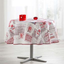 Tablecloth beige with lettering 160 cm French tablecloths