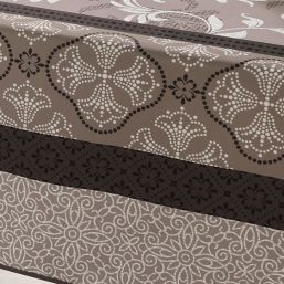 Tischdecke Anti-Fleck Taupe mit Ornamenten | Franse Tafelkleden