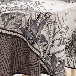 Tischdecke Anti-Fleck Ecru, Taupe, Blätter | Franse Tafelkleden
