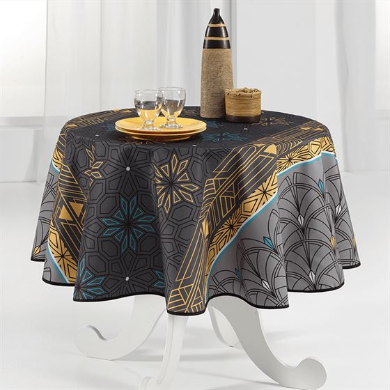 Tablecloth gray, arch and stars 160cm round French tablecloths