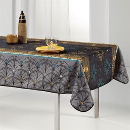 Tischdecke grau, Bogen und Sterne französische Tischdecken