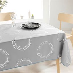 Tablecloth gray with silver colored circles rectangle French tablecloths