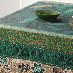 Nappe de table Vert, brun, avec des feuilles | Franse Tafelkleden