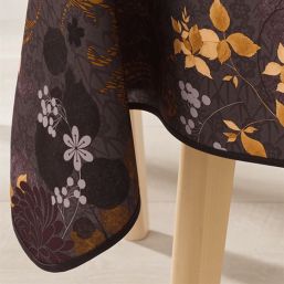 Nappe de table anti tache Brun, avec des feuilles | Franse Tafelkleden