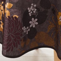 Tablecloth anti-stain brown, with leaves | Franse Tafelkleden