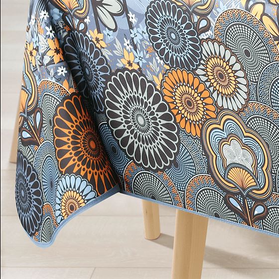 Tablecloth anti-stain anthracite with mandala | Franse Tafelkleden