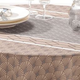 Tablecloth anti-stain Taupe with arches | Franse Tafelkleden