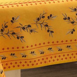 Tablecloth anti-stain yellow with olives | Franse Tafelkleden