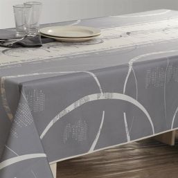Tischdecke Anti-Fleck grau mit Streifen | Franse Tafelkleden
