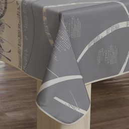 Nappe de table anti tache gris à rayures | Franse Tafelkleden