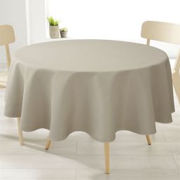 Tablecloth beige 160cm round linen look anti-stain