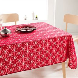 Nappe de table rouge avec des étoiles argentées | Franse Tafelkleden