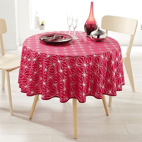 Tablecloth anti-stain red with silver stars | Franse Tafelkleden