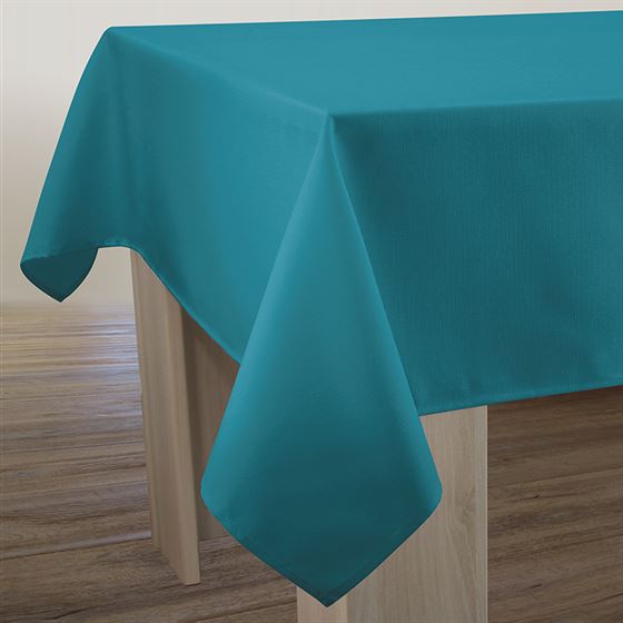 Tafelkleed rechthoekig turquoise linnenlook anti-vlek