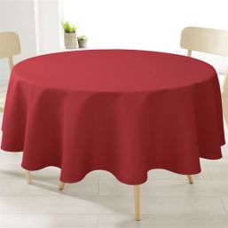 Tischdecke 160 cm rund, rot Leinenoptik