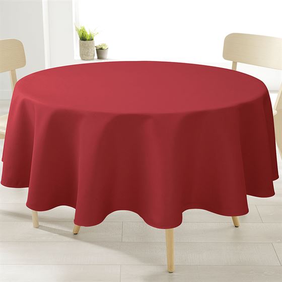 Tablecloth 160 cm round, red linen look