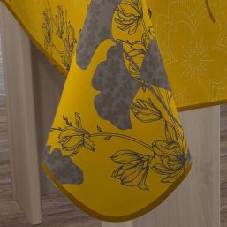 Nappe de table Safran à la fleur de Ginkgo gris | Franse Tafelkleden