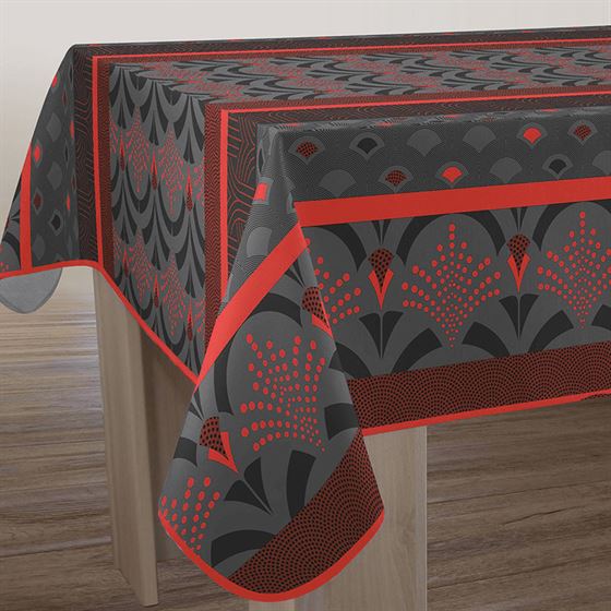 Tablecloth rectangular, red Phoenix with arches. Anti-stain.