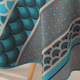 Tischdecke Anti-Fleck blaue Feder | Franse Tafelkleden
