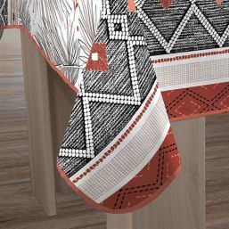 Tafelkleed anti-vlek ecru palm bladeren | Franse Tafelkleden
