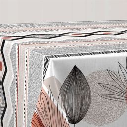 Tischdecke Anti-Fleck Keo mit Blättern | Franse Tafelkleden