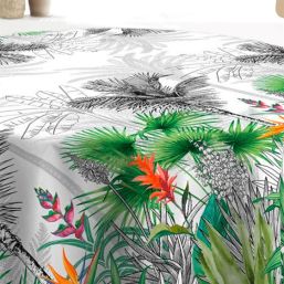 Tischdecke Anti-Fleck Blumen des Paradieses | Franse Tafelkleden