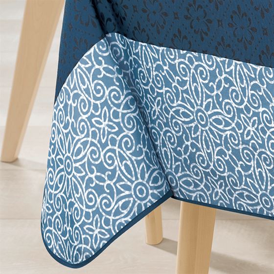 Tischdecke Anti-Fleck blau Ornamente | Franse Tafelkleden