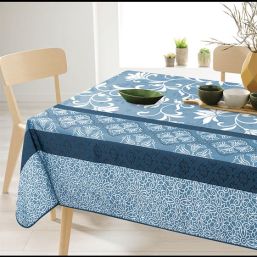 Tischdecke Anti-Fleck blau Ornamente | Franse Tafelkleden